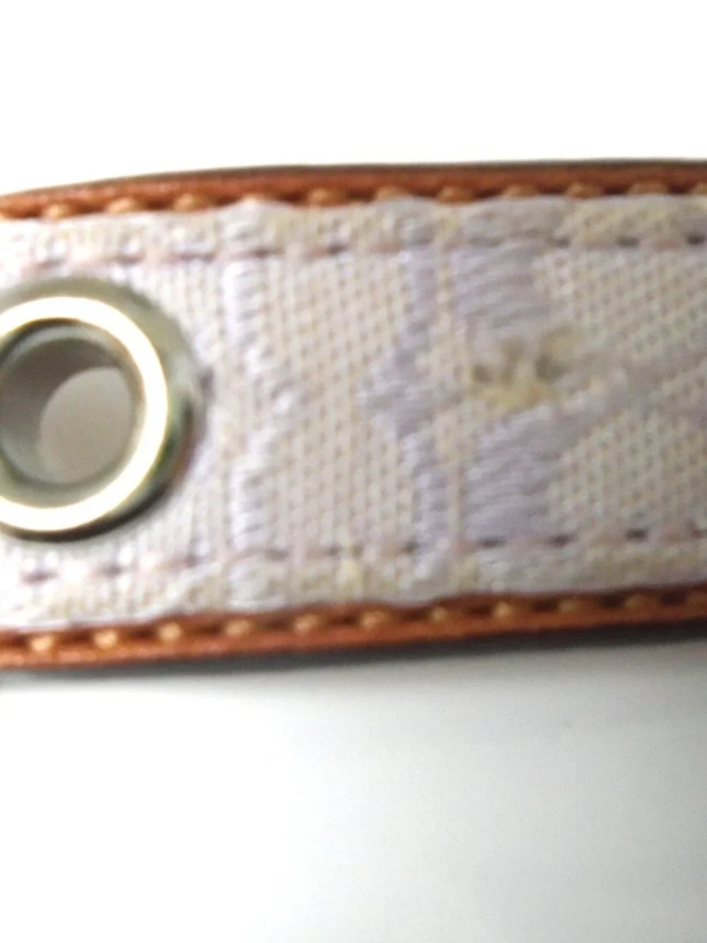 NEW VINTAGE COACH BROWN LILAC JACQUARD SIGNATURE C LEATHER DOG COLLAR 4003 SZ XS